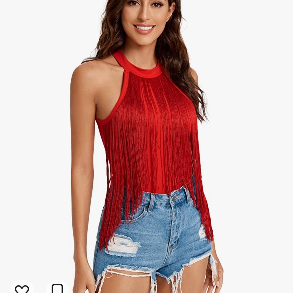 Verdusa Fringe Trim Bodycon Halter Body Suit